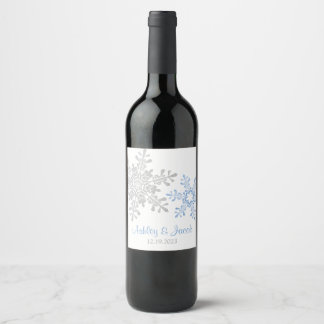 Rótulo De Garrafa De Cerveja Lapis Blue Silver Snowflake Casamento