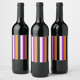 Rótulo De Garrafa De Cerveja Laranja Roxo Preto Listra de Halloween