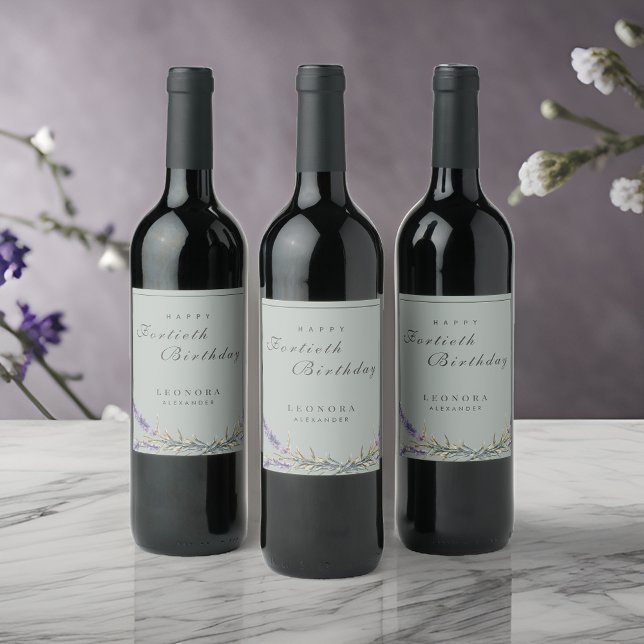 Rótulo De Garrafa De Cerveja Lavanda de Aquarela Flói Qualquer Marco Aniversári (Criador carregado)