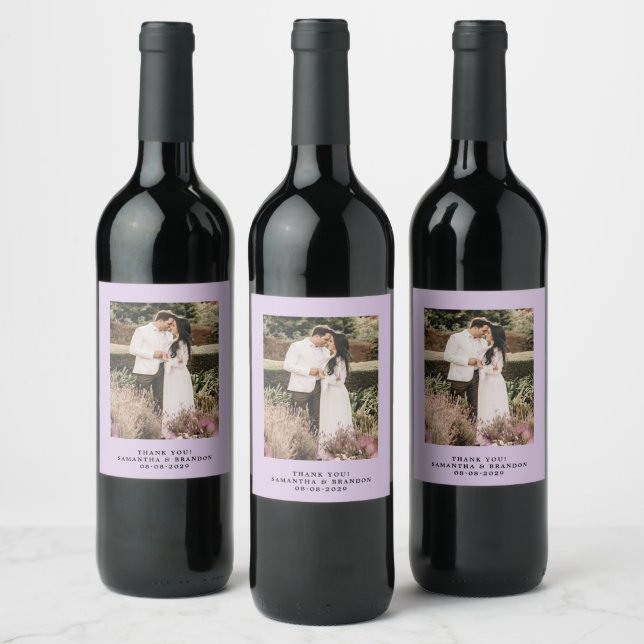 Rótulo De Garrafa De Cerveja Lavanda Foto Obrigado Casamento (Garrafas)