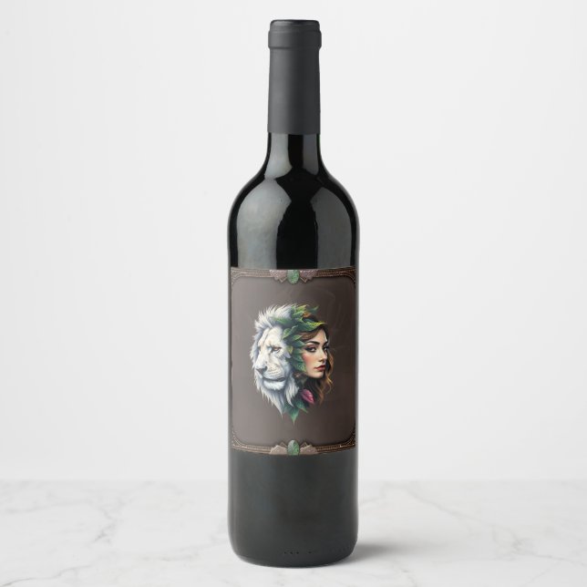 Rótulo De Garrafa De Cerveja Leão Branco e Mulher (Frente)