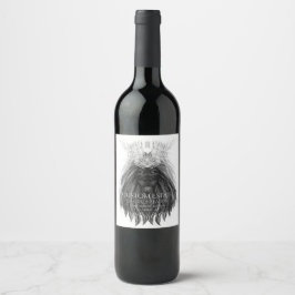 Rótulo De Garrafa De Cerveja Leão Negro com Coroa e Monograma