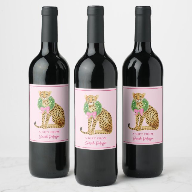Rótulo De Garrafa De Cerveja Leopardo de Grinalda de Natal (Garrafas)