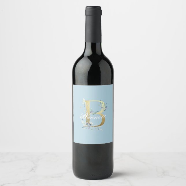 Rótulo De Garrafa De Cerveja Letra "B" em Dourado Personalizável (Frente)