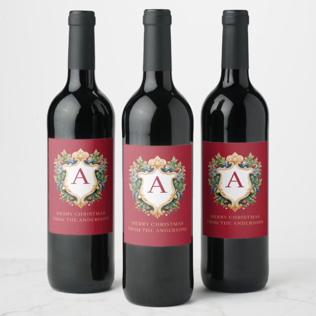 Rótulo De Garrafa De Cerveja Letra Elegante Monograma de Natal (Garrafas)