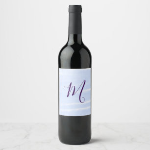 Rótulo De Garrafa De Cerveja Letra inicial monograma nome aquarela pastel roxo