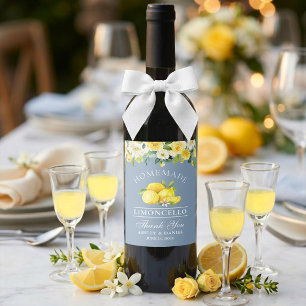 Rótulo De Garrafa De Cerveja Limões Florais Casamento Limoncello Azul Poeirento
