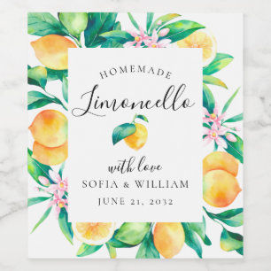 Rótulo De Garrafa De Cerveja Limoncello Aquarela Limões Rótulo do Frasco Líquid