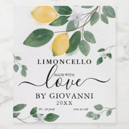 Rótulo De Garrafa De Cerveja Limoncello Botânico Elegante Feito com Amor