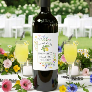 Rótulo De Garrafa De Cerveja Limoncello Casamento de Flores Silvestres em Aquar