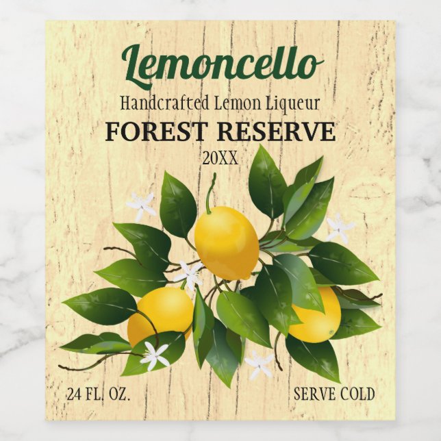Rótulo De Garrafa De Cerveja Limoncello Fruta Limão (Rótulo Único)