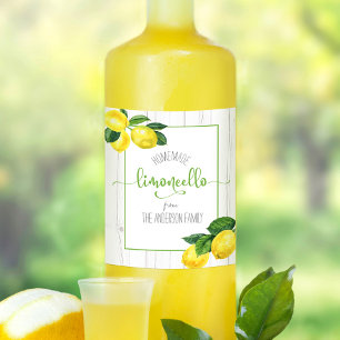 Rótulo De Garrafa De Cerveja Limoncello rustic watercolor lemons name script