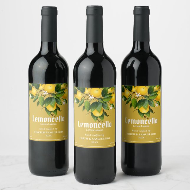 Rótulo De Garrafa De Cerveja Limone Cítrico Moderno Fruta Limoncello (Garrafas)