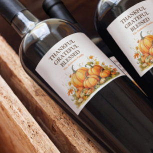 Rótulo De Garrafa De Cerveja Linda Aquarela Pumpkins Agradável Bendito