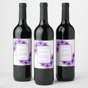 Rótulo De Garrafa De Cerveja Lindas Anêmonas Florais 25º Aniversário