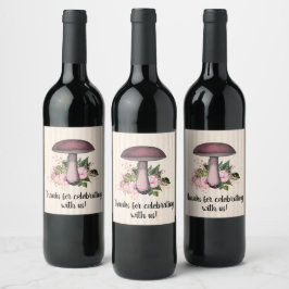 Rótulo De Garrafa De Cerveja Lindo Vintage Cogumelo e Floral Personalizado