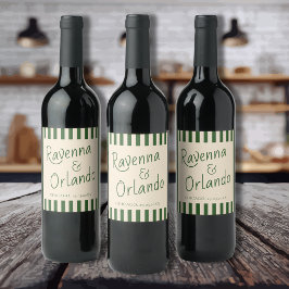 Rótulo De Garrafa De Cerveja Listras Verdes Garrafa Casamento Minimalista Retro