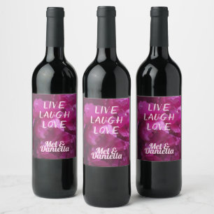 Rótulo De Garrafa De Cerveja Live Laugh Love Purple Peony Floral