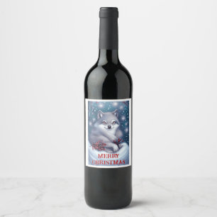 Rótulo De Garrafa De Cerveja Lobo de Natal - Rótulo de Vinho