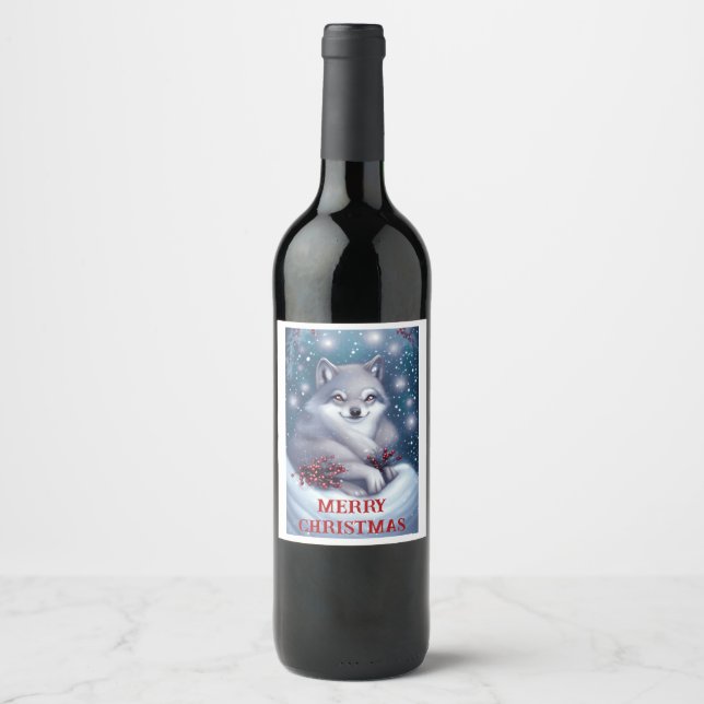 Rótulo De Garrafa De Cerveja Lobo de Natal - Rótulo do Vinho (Frente)