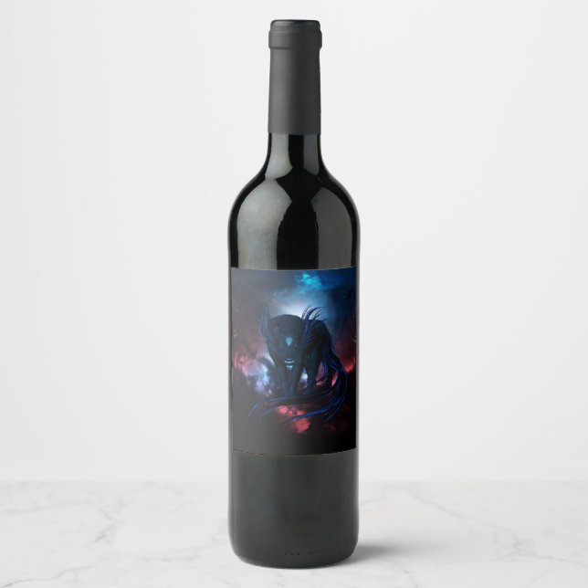 Rótulo De Garrafa De Cerveja Lobos fantásticos e escuros (Frente)