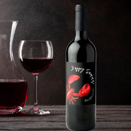 Rótulo De Garrafa De Cerveja Lobster Red Black Happy Summer Name