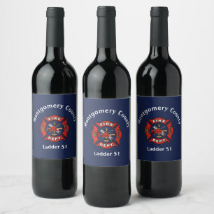 Rótulo De Garrafa De Cerveja Logotipo Personalizado do Departamento de Bombeiro