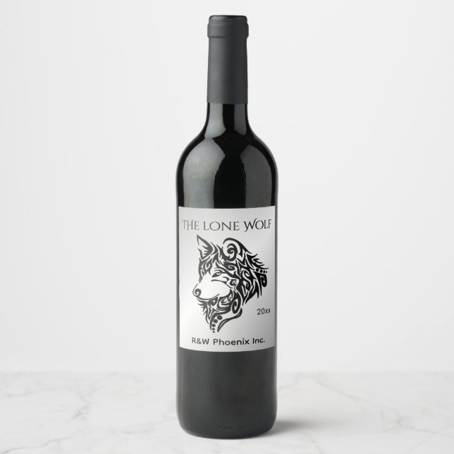 Rótulo De Garrafa De Cerveja Lone Black Tribal Wolf (Frente)