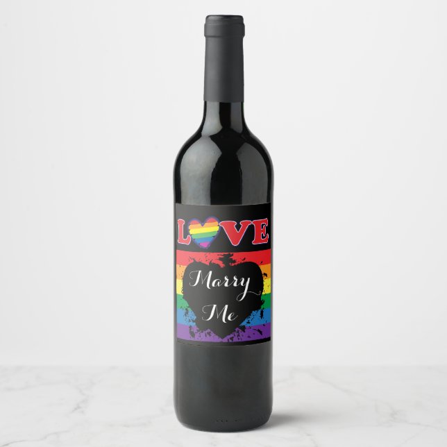 Rótulo De Garrafa De Cerveja Love Casado Me - Rainbow Flag (Frente)