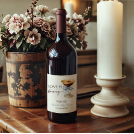 Rótulo De Garrafa De Cerveja Love is Brewing Blue Coquette Bow Bridal Shower