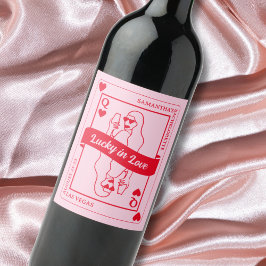 Rótulo De Garrafa De Cerveja Lucky In Love Pink & Red Custom Bachelorette Favor