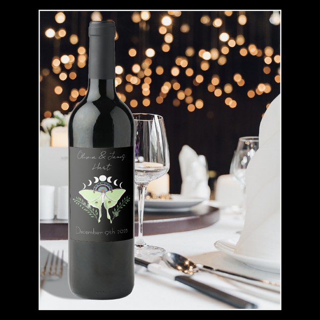 Rótulo De Garrafa De Cerveja Luna Moth Moon Phases (Criador carregado)