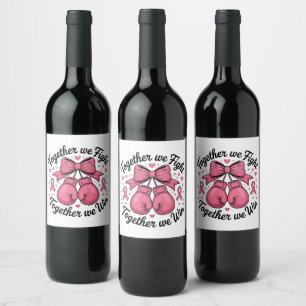 Rótulo De Garrafa De Cerveja Luvas de Boxe Fita Rosa Conscientização do Câncer
