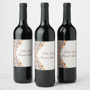 Rótulo De Garrafa De Cerveja Luxo Caprichoso Floral Ivory Estilo Borda Casament