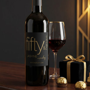 Rótulo De Garrafa De Cerveja Luxuoso Preto Dourado Cinquenta e Fabuloso Anivers