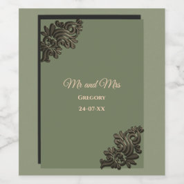 Rótulo De Garrafa De Cerveja Luxury Moderno sábio verde e metálico dourado