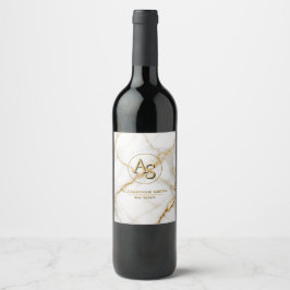 Rótulo De Garrafa De Cerveja Luxury White Marble Gold Monogram Real Estate