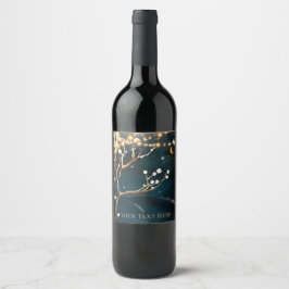 Rótulo De Garrafa De Cerveja Luzes de Árvore Noturna Rústica Casamento Estrelad