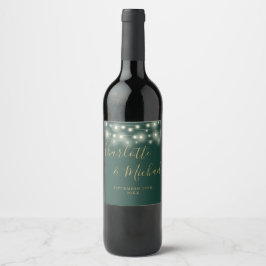 Rótulo De Garrafa De Cerveja Luzes de Corda Assinatura Rota Verde Dourada Casam