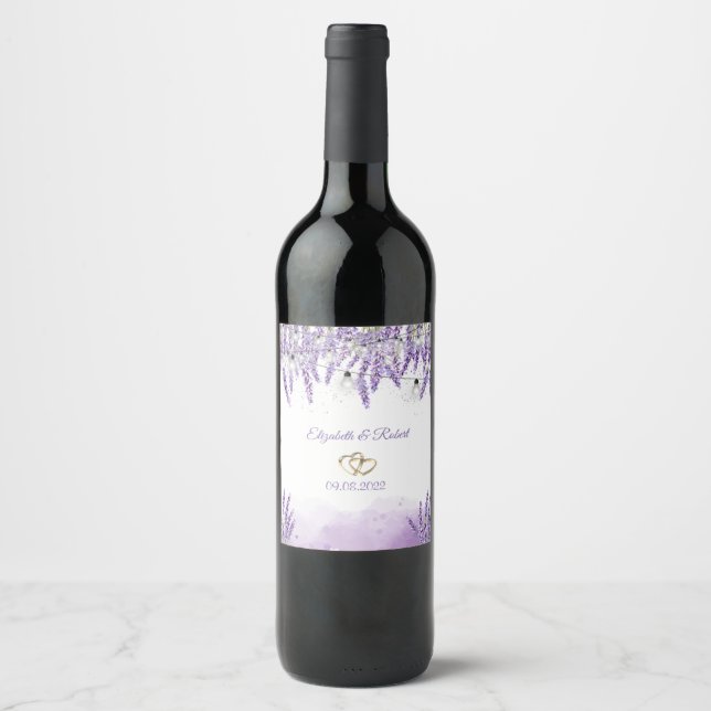 Rótulo De Garrafa De Cerveja Luzes de Corda com Aquarela Lavanda (Frente)