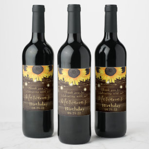 Rótulo De Garrafa De Cerveja Luzes de Corda de Girassóis Presentes de Aniversár