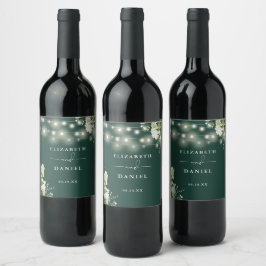 Rótulo De Garrafa De Cerveja Luzes de Corda Esmeralda Folhagem Floral Casamento