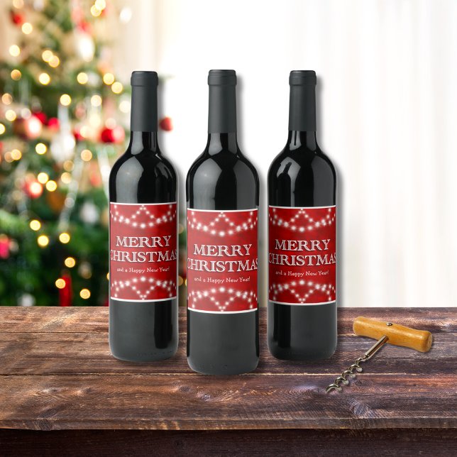 Rótulo De Garrafa De Cerveja Luzes de Natal Simples e Personalizadas (Criador carregado)
