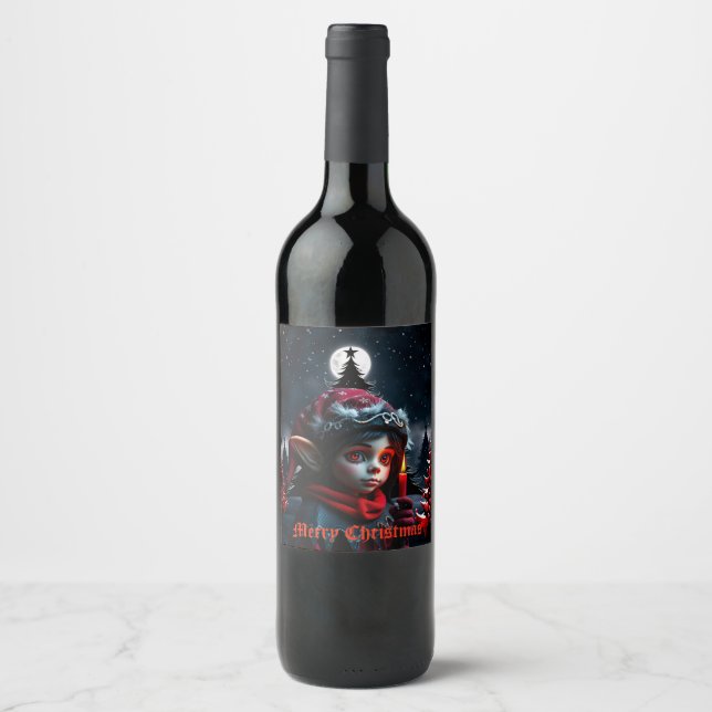 Rótulo De Garrafa De Cerveja Magia do elfo gótico debaixo da lua de cheio. (Frente)