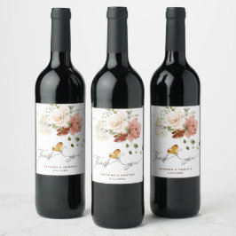 Rótulo De Garrafa De Cerveja Magnífico Jardim de Flores Silvestres em Aquarela