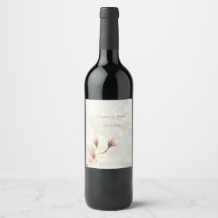 Rótulo De Garrafa De Cerveja Magnólia Chic Elegante, Mármore Branco