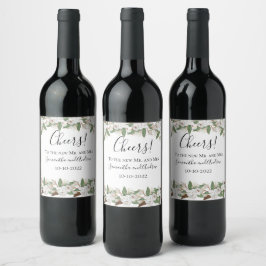 Rótulo De Garrafa De Cerveja Magnólias Brancas Casamento Clássico Elegante 