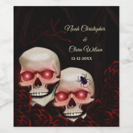 Rótulo De Garrafa De Cerveja Malva negra vermelha escura e escura do crânio gót