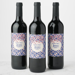 Rótulo De Garrafa De Cerveja Mama Mia Chá de Bebê Flores de Cerejeira