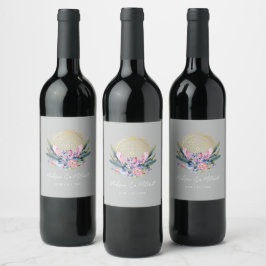 Rótulo De Garrafa De Cerveja Mandala Dourada Convite de Casamento Boho com Cris